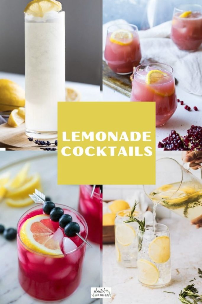 four lemonade drinks cocktails in a collage image
