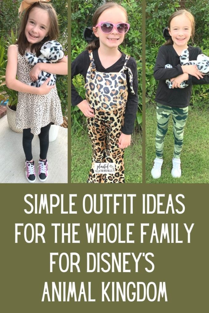 little girl shows what to wear to Disney Animal Kingdom in three image collage