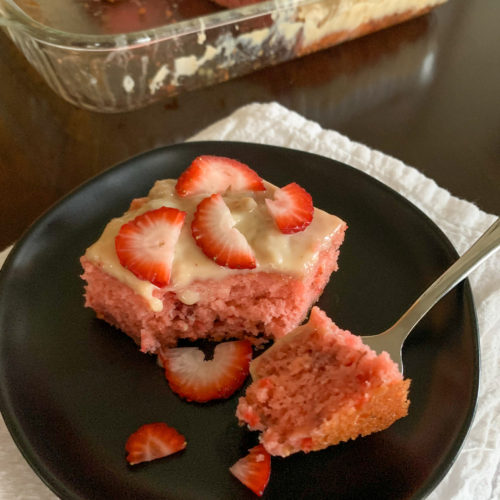 Soft and Moist Strawberry Banana Cake - Amycakes Bakes