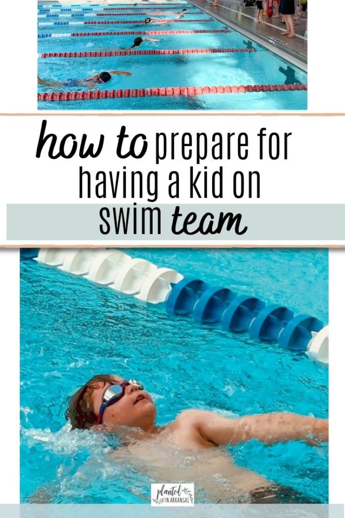 collage image with boy swimming at kids swim team meet