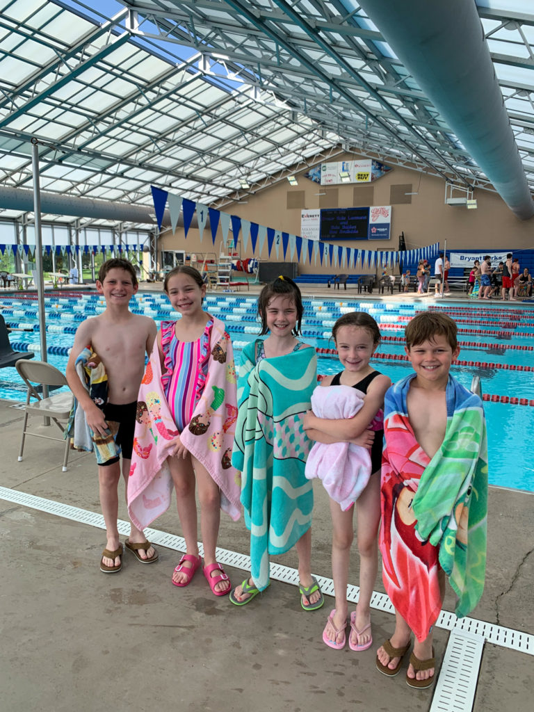 kids at a youth swim team practice