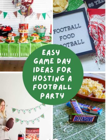 tailgating games and tailgating decorations ideas in a collage image with green text box