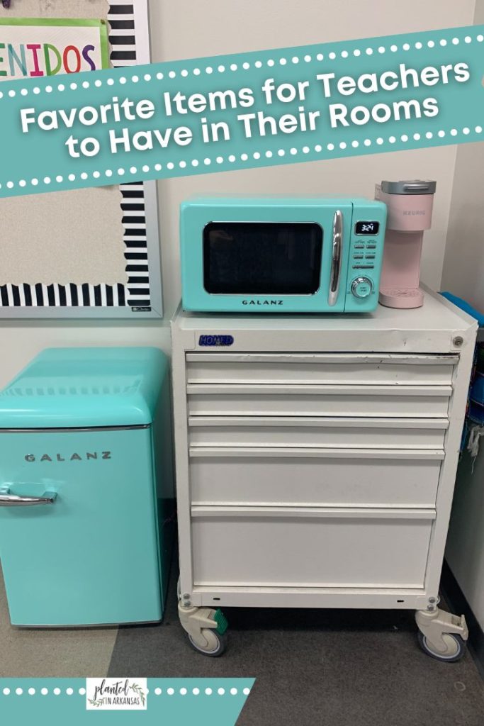 teacher coffee station with mini fridge for classroom and small microwave for dorm or classroom