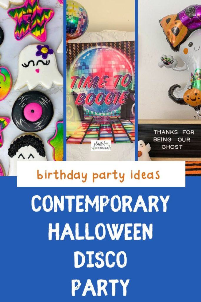 collage image for kids disco party for Halloween