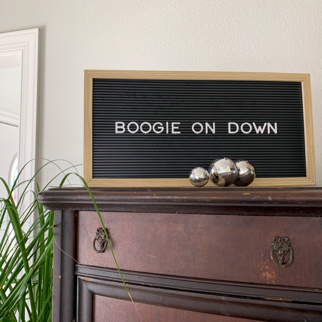 letter board for Halloween disco party for kids