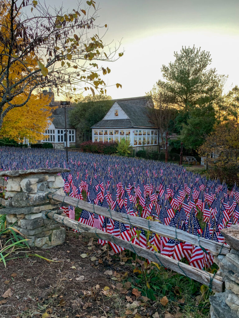 memorial site with flags at Big Cedar Lodge