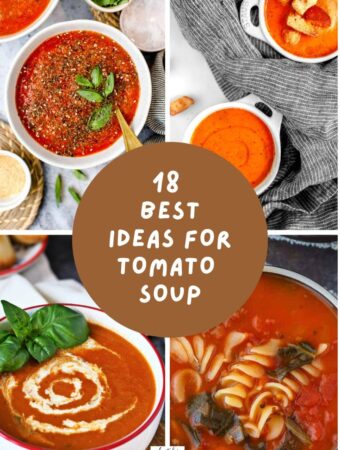 collage of homemade tomato soup - gluten free tomato soup, dairy free tomato soup included