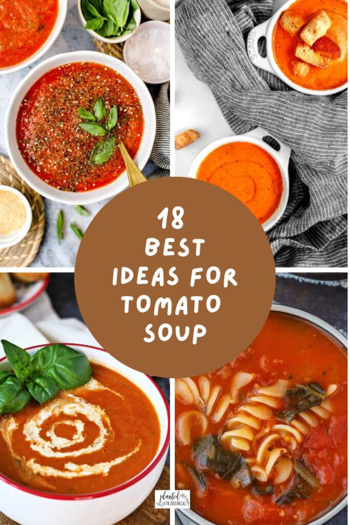 collage image of gluten free tomato soup, tomato bisque and dairy free tomato soup with text