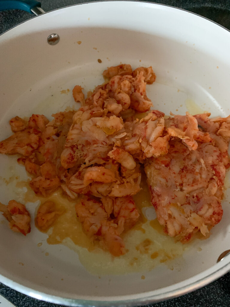 raw crawfish tails in white pan for crawfish tails recipe
