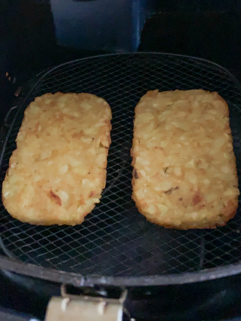 basket with frozen potato patties