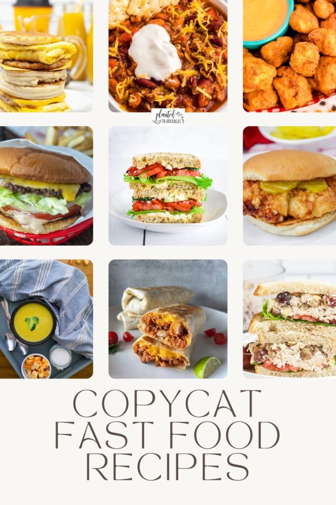 copycat fast food recipes collage with 9 images and text
