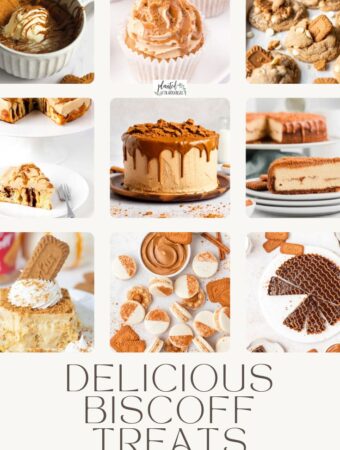 treats with Biscoff cookies on a white background with collage and text