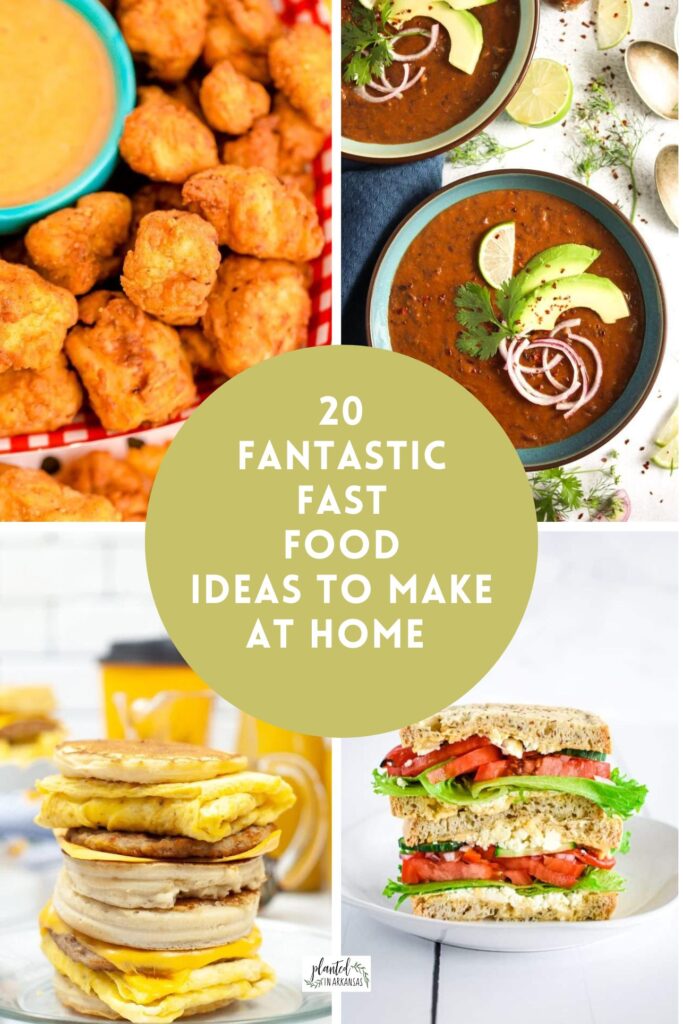copycat fast food recipes collage of four images with text circle
