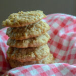 Cinnamon Crunch Toast Cookies stacked in basket