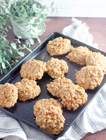 tray of no bake peanut butter cookies