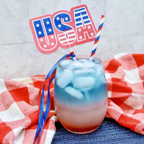 Beautiful Patriotic Layered Mocktail with Grenadine