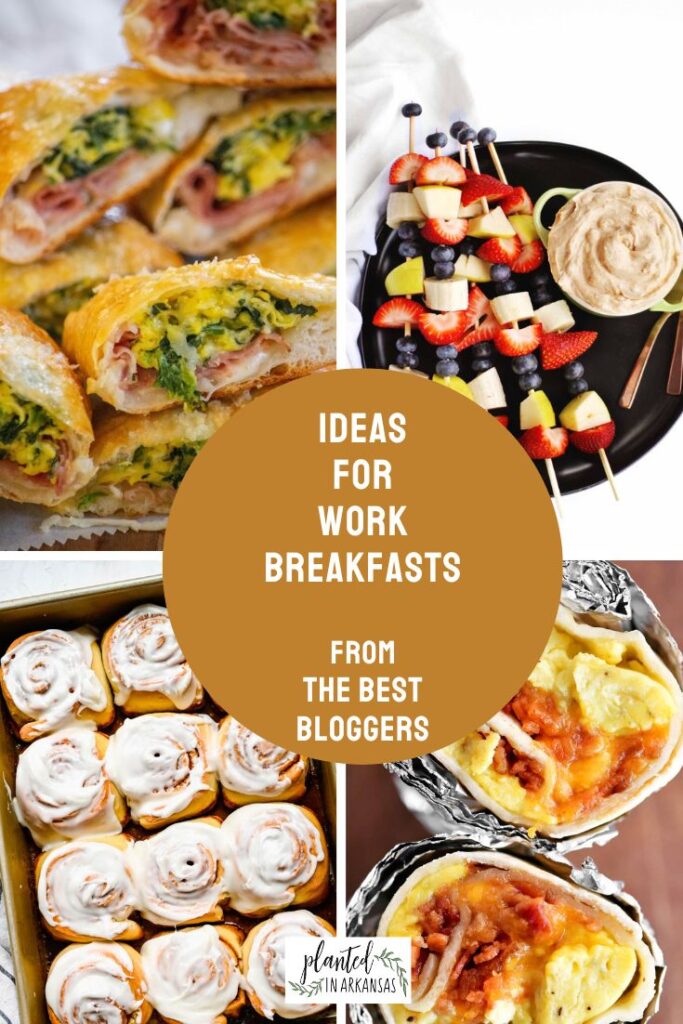 work breakfast potluck ideas images - sticky buns, breakfast burritos, fruit kabobs, and breakfast hot pockets