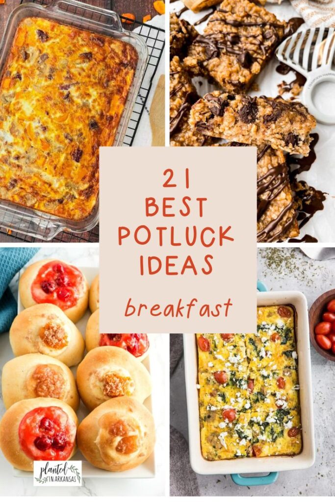 collage image of hot work breakfast potluck ideas for office meetings
