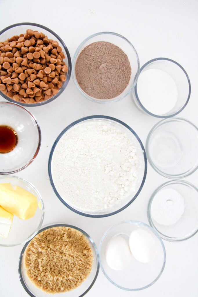 ingredients in glass bowls