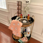 Halloween bar cart against wall