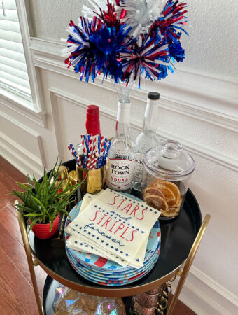 festive patriotic bar cart from small round drinks trolley