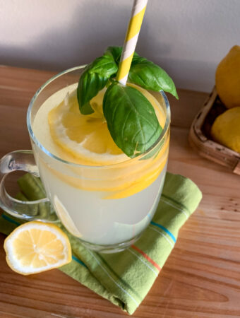 lemonade basil vodka on green napkin