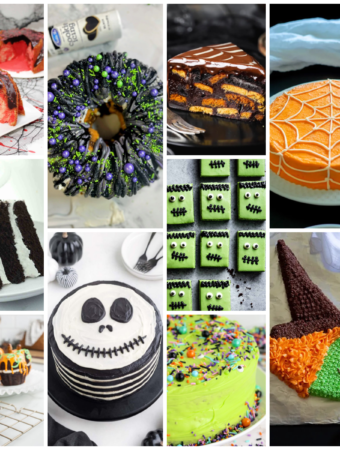 Halloween cake recipes in square collage