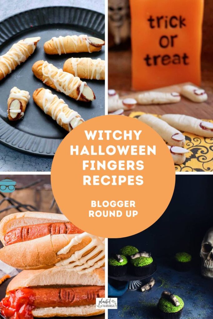Halloween finger recipe images with a circle text box