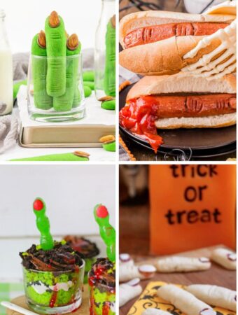 Halloween witchy fingers recipes images in four square collage