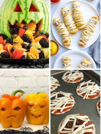 easy appetizers for Halloween in a four image collage