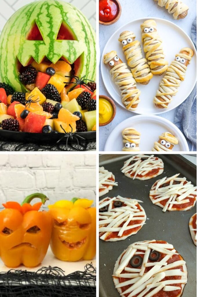 easy Halloween appetizers in a collage image