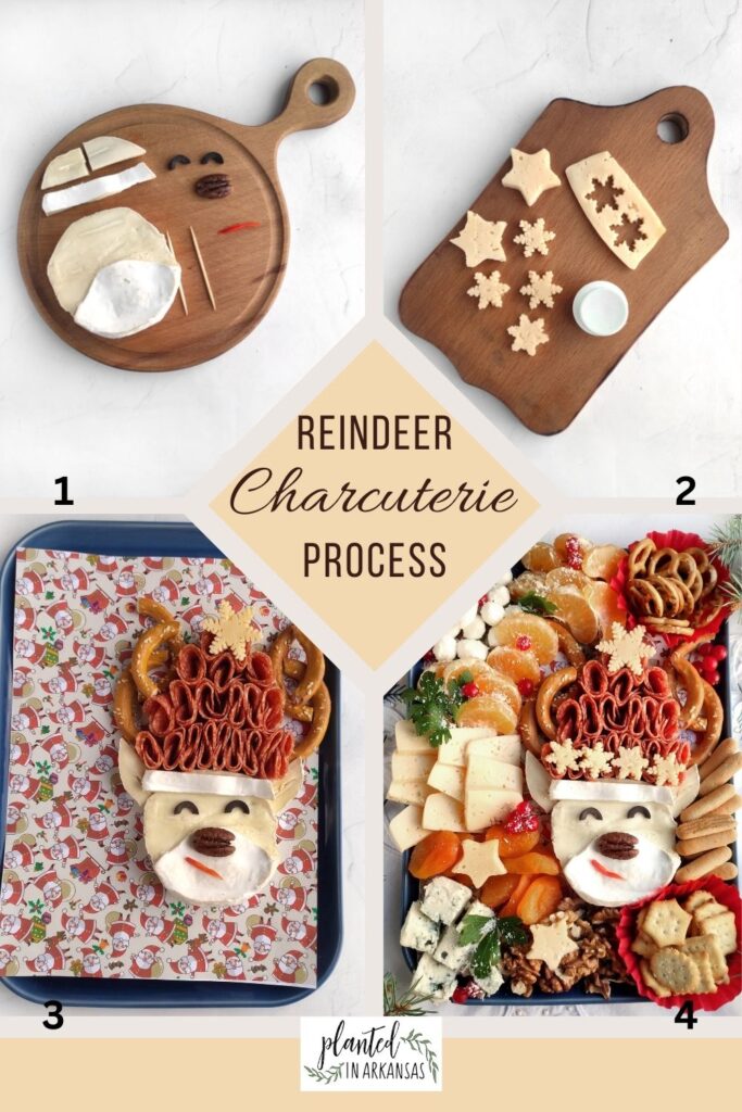 process collage for reindeer charcuterie board 