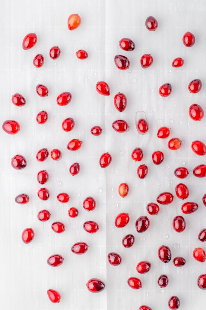 sugared cranberries on parchment paper