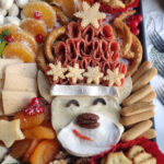 overhead view of reindeer charcuterie board