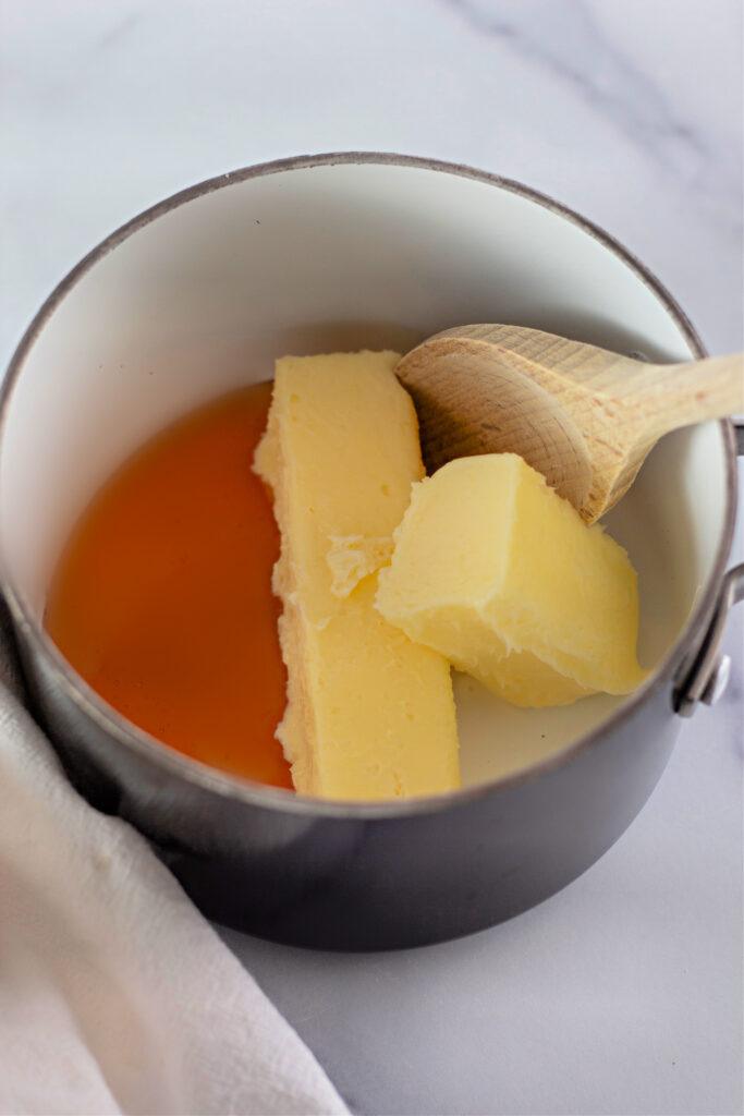 honey butter sauce melting in a pot