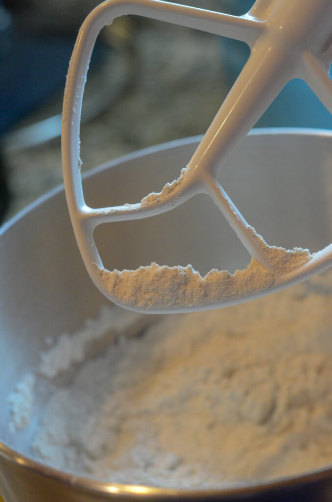 flour on mixer paddle 