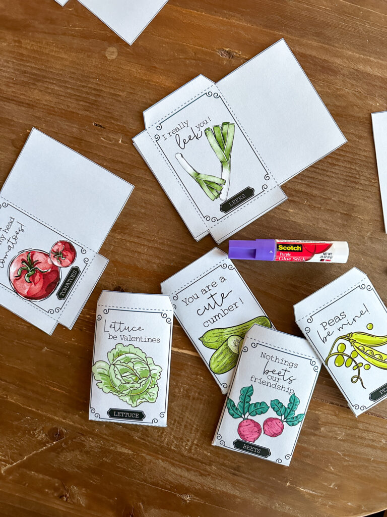 garden Valentine gifts for gardeners on table with glue stick