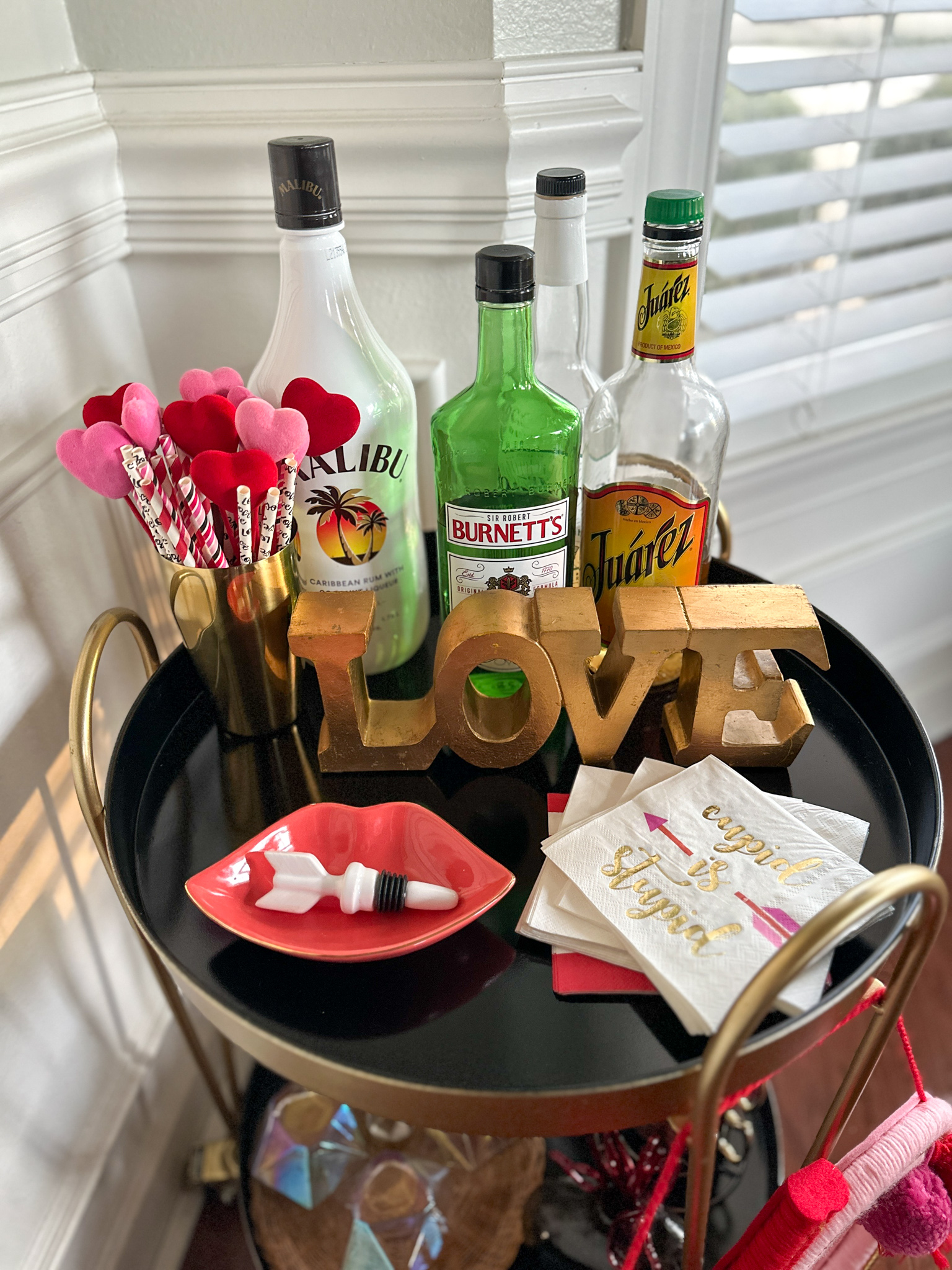 Valentine's Day Bar Cart for February
