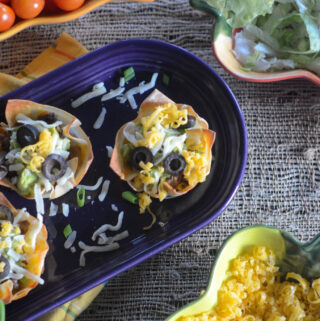 fiesta guacamole wonton taco bites