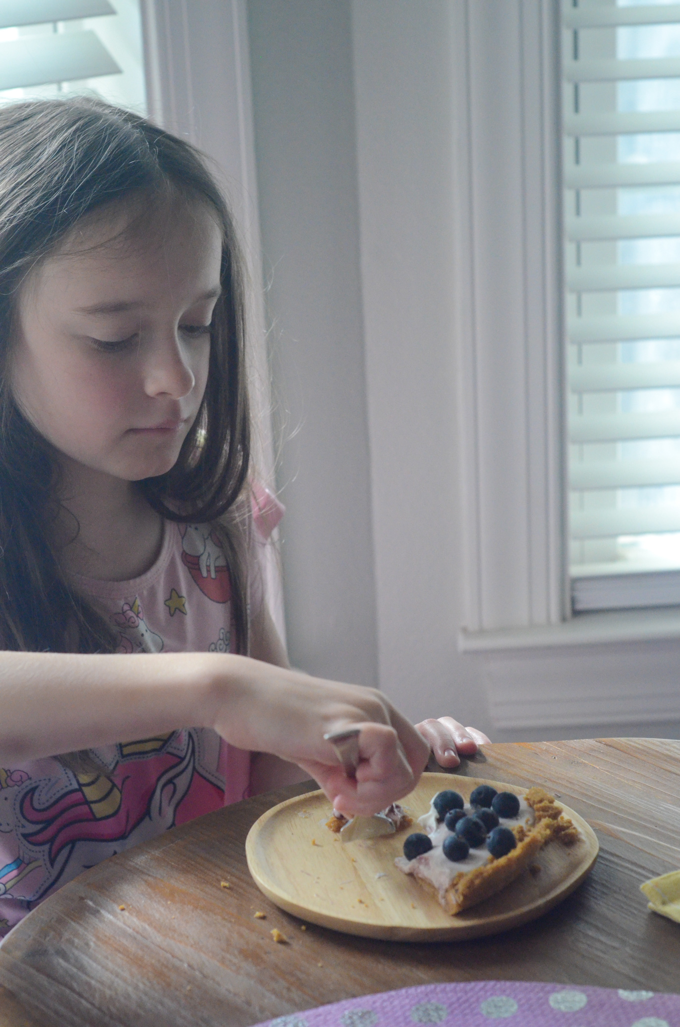 No Bake Blueberry Cream Pie with Graham Cracker Crust