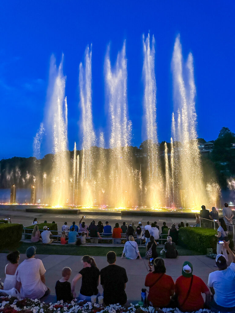 water and fire show at Branson Landing