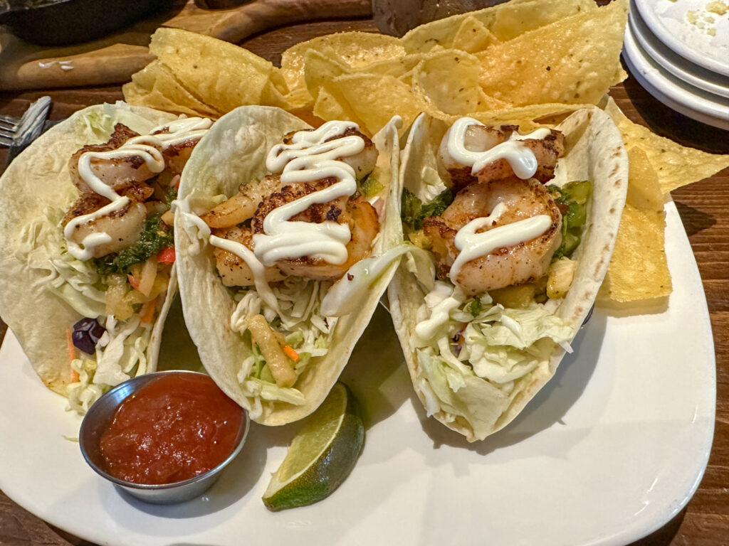 shrimp tacos at White River Fish House in Branson Landing