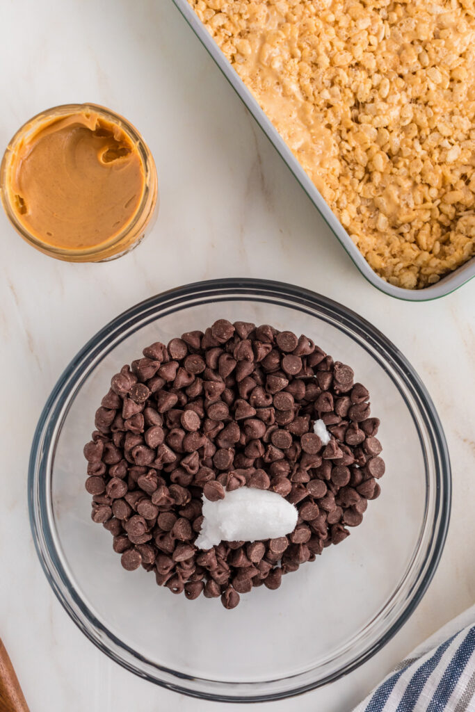 bowl of chocolate chips with coconut oil 