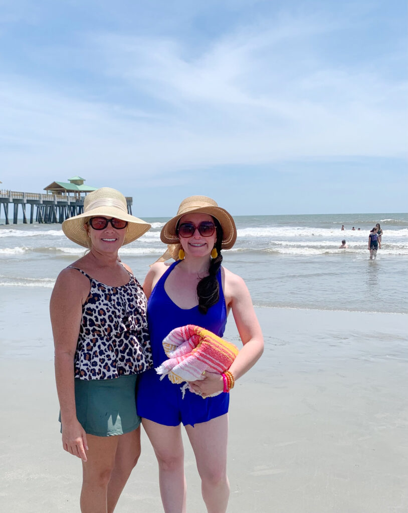 two women on a girls getaway to Folly Beach 