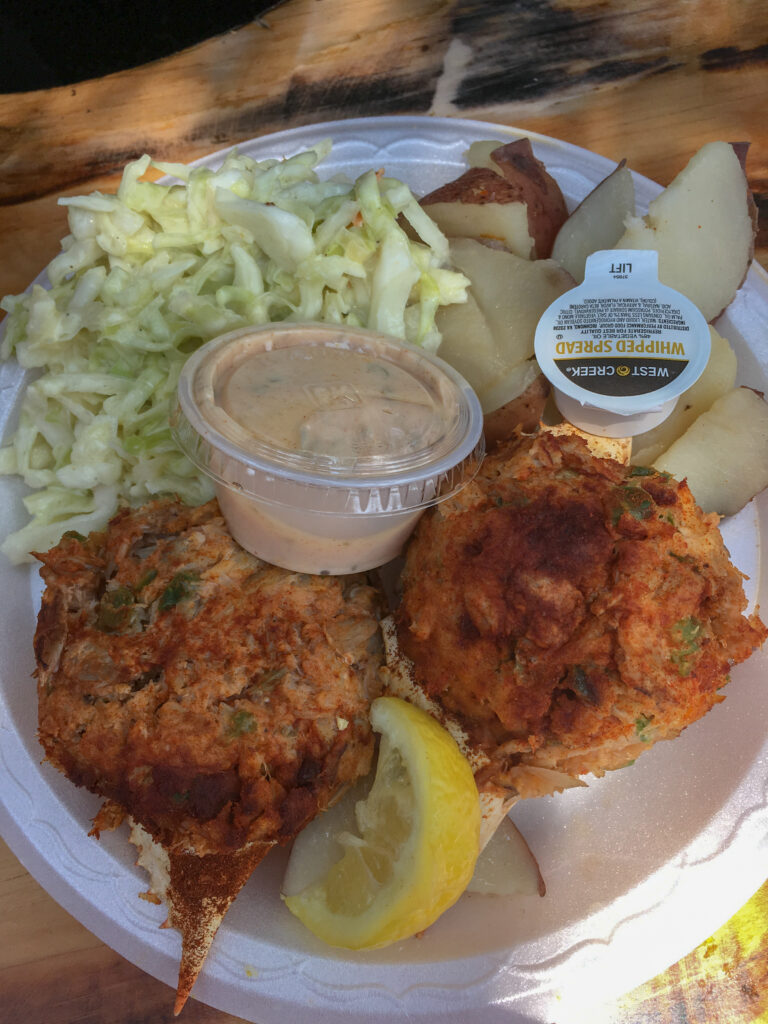 crab cakes on plate at Crab Shack