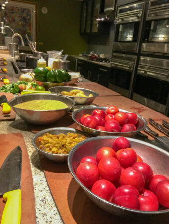 Savannah cooking class set up on table