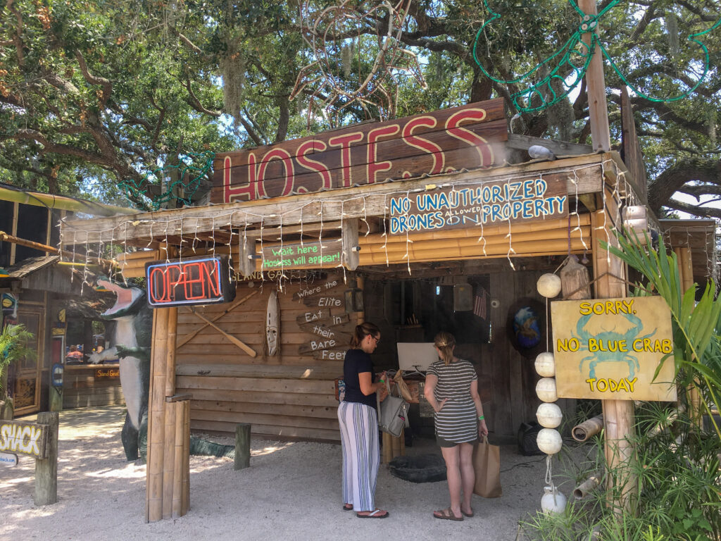 two weomen in line at Crab Shack on Tybee Island