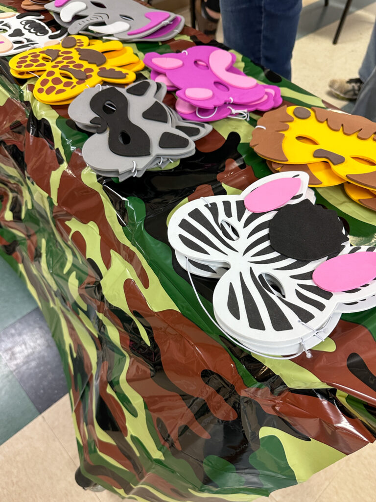 table of animal masks for kids