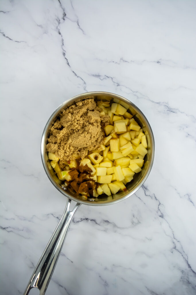 fruit filling in saucepan