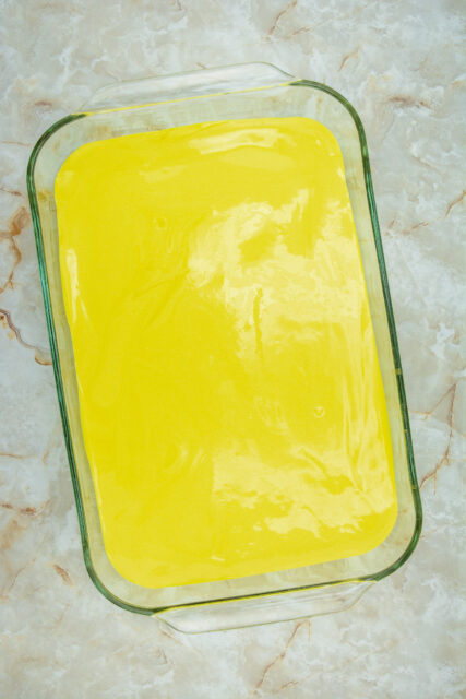 yellow mixture in 9x13 pan